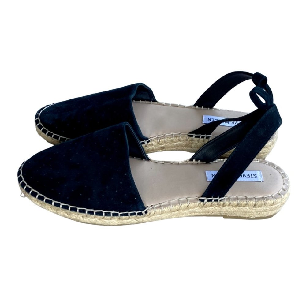 Steve Madden women's Lesko Espadrille flat size 10 black suede